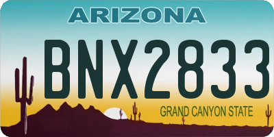 AZ license plate BNX2833