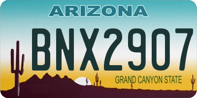 AZ license plate BNX2907