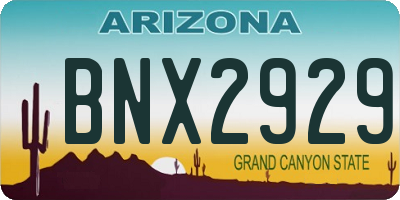 AZ license plate BNX2929