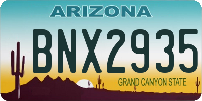AZ license plate BNX2935