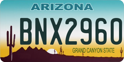 AZ license plate BNX2960