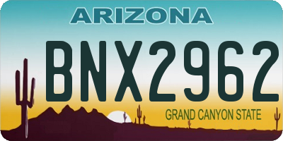AZ license plate BNX2962