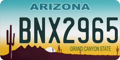 AZ license plate BNX2965
