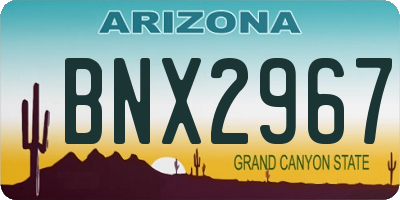 AZ license plate BNX2967