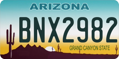 AZ license plate BNX2982