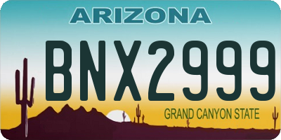 AZ license plate BNX2999