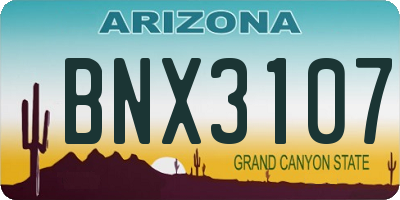 AZ license plate BNX3107