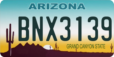 AZ license plate BNX3139