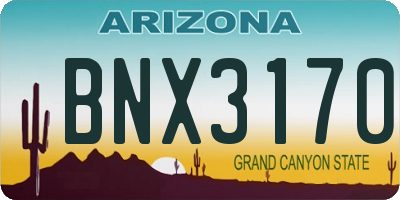 AZ license plate BNX3170