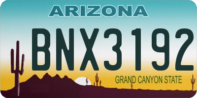 AZ license plate BNX3192