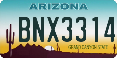 AZ license plate BNX3314