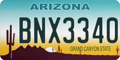 AZ license plate BNX3340