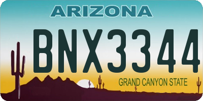 AZ license plate BNX3344