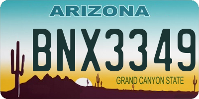 AZ license plate BNX3349