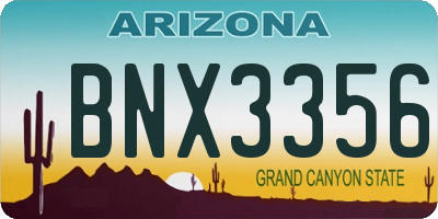 AZ license plate BNX3356