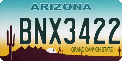 AZ license plate BNX3422