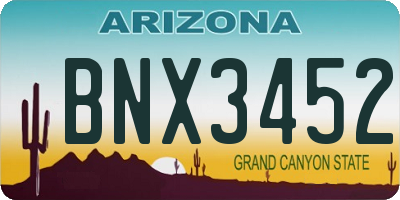 AZ license plate BNX3452