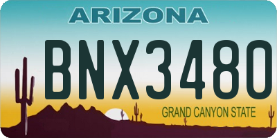 AZ license plate BNX3480