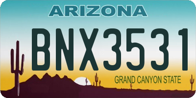 AZ license plate BNX3531