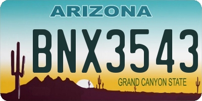AZ license plate BNX3543
