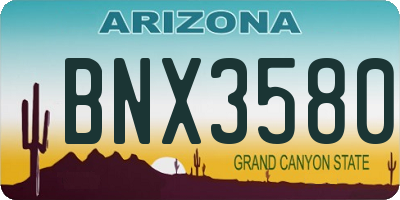 AZ license plate BNX3580