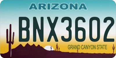 AZ license plate BNX3602