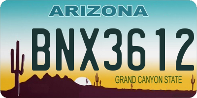 AZ license plate BNX3612
