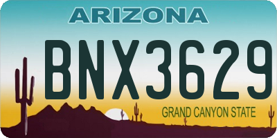 AZ license plate BNX3629