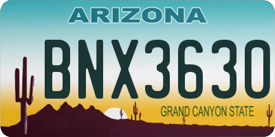 AZ license plate BNX3630