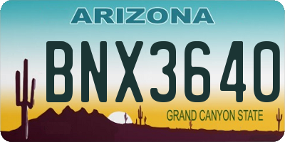 AZ license plate BNX3640