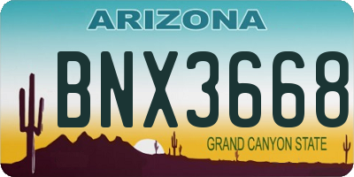 AZ license plate BNX3668