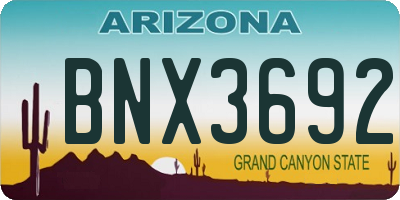 AZ license plate BNX3692