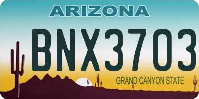 AZ license plate BNX3703