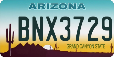 AZ license plate BNX3729