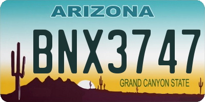 AZ license plate BNX3747