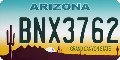 AZ license plate BNX3762