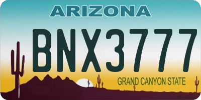 AZ license plate BNX3777