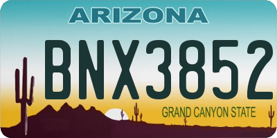 AZ license plate BNX3852
