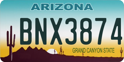 AZ license plate BNX3874