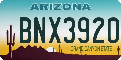 AZ license plate BNX3920