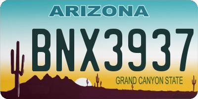 AZ license plate BNX3937