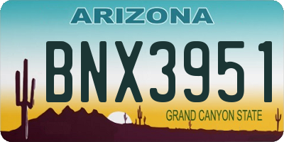 AZ license plate BNX3951