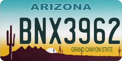 AZ license plate BNX3962