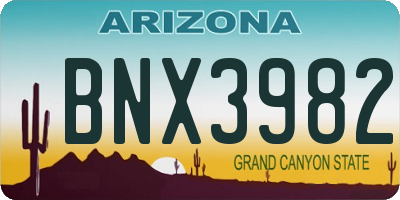 AZ license plate BNX3982