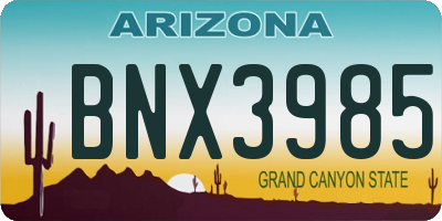 AZ license plate BNX3985