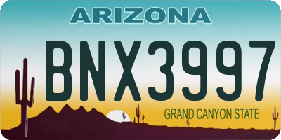 AZ license plate BNX3997