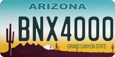 AZ license plate BNX4000