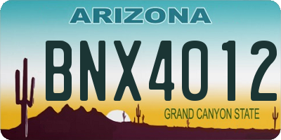 AZ license plate BNX4012