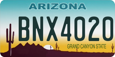 AZ license plate BNX4020