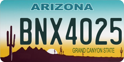 AZ license plate BNX4025
